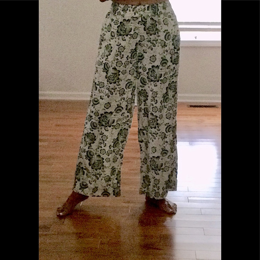 TAHARI 100% LINEN WIDE LEG PANTS